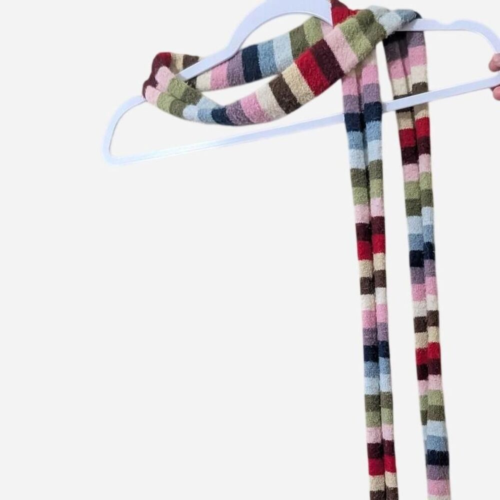 Mutli Color Striped Skinny Scarf Knit Crochet Y2K Retro Boho